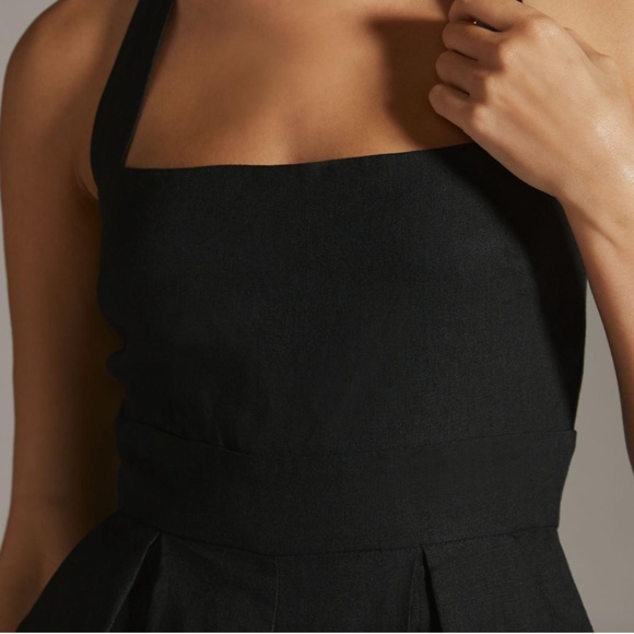 NWT Linen RUMER Freya Wide Leg Halter Jumpsuit in Black XS - Picture 7 of 9